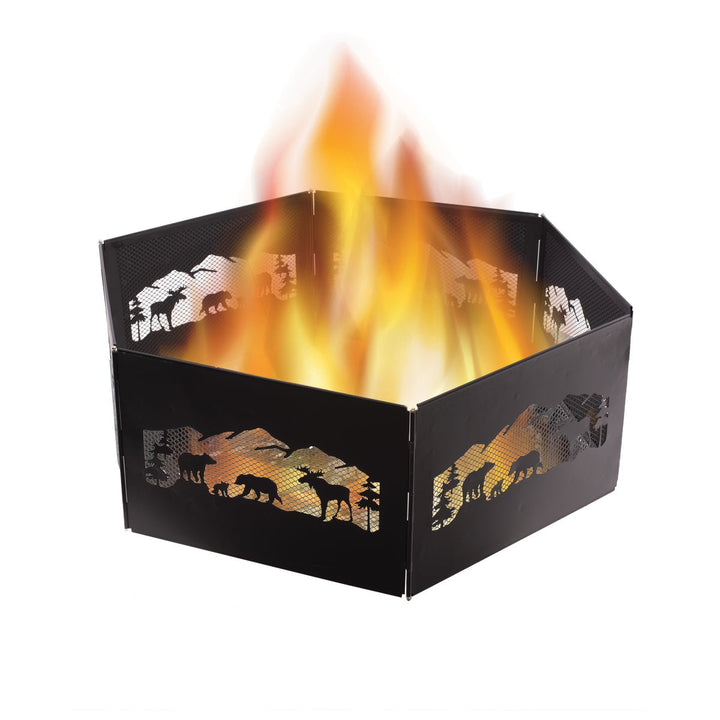 The Zion Portable Folding Fire Ring – Northern Woods – Blue Sky