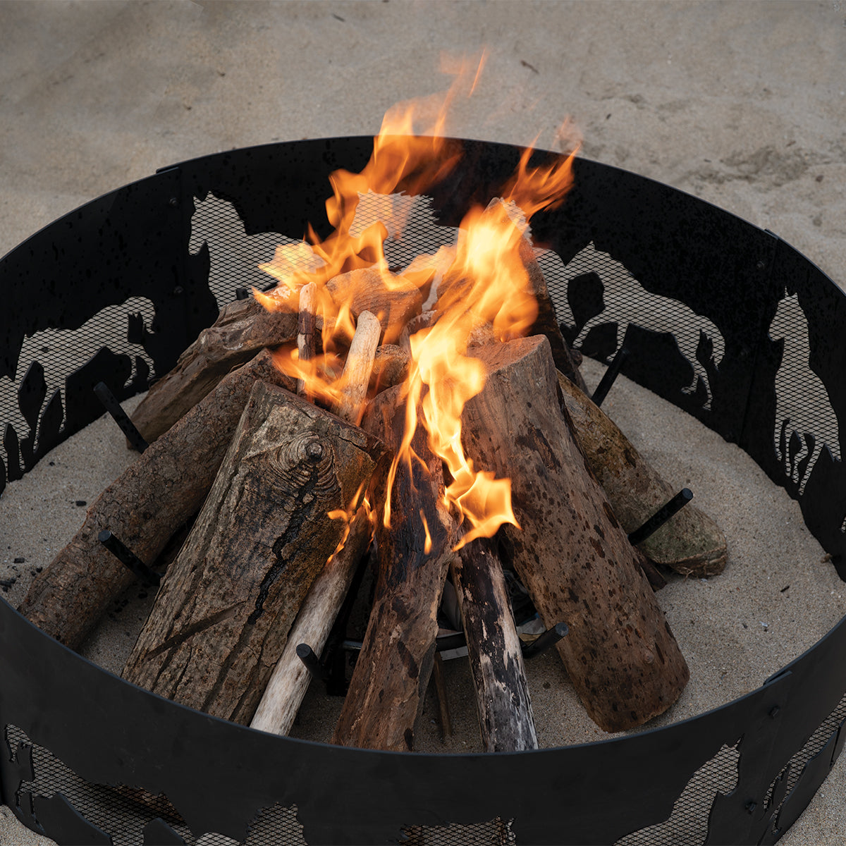 Heavy Gauge 36 in. Round x 12 in. High Horse Decorative Steel Fire Ring ...