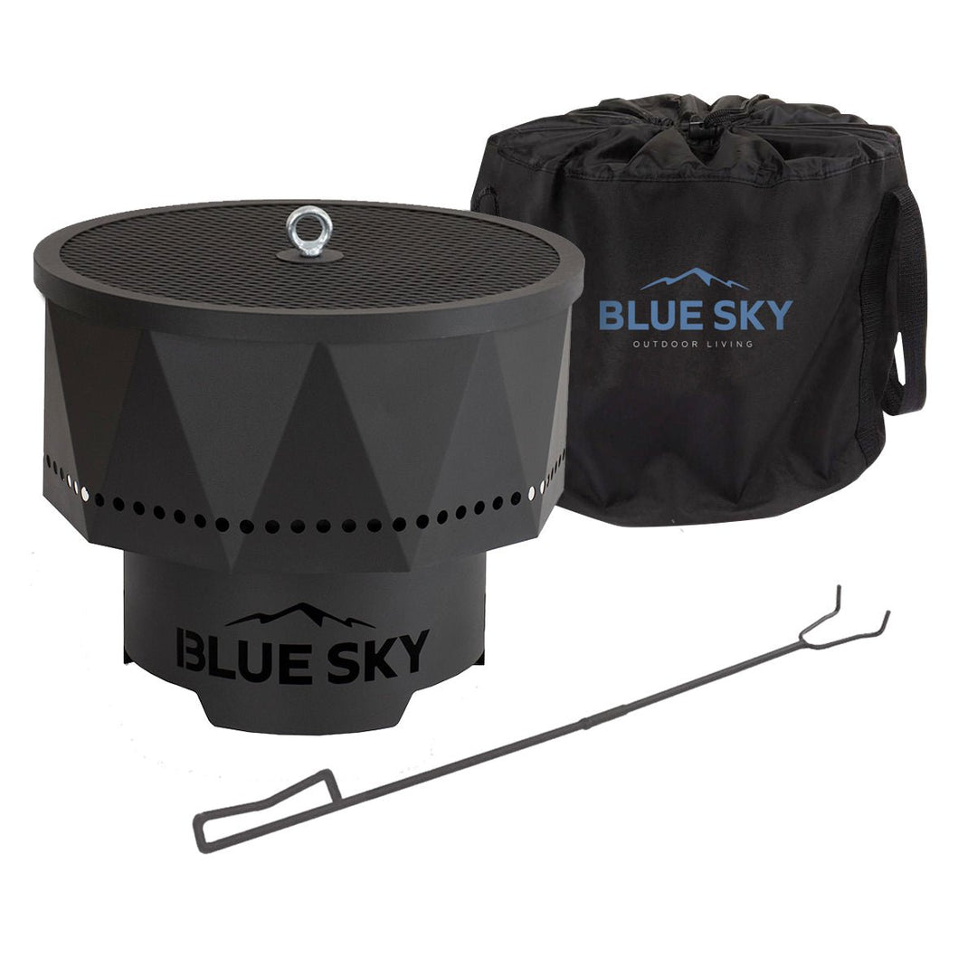 The Ridge Smokeless Portable Fire Pit with Spark Screen and Screen Lift - Blue Sky Outdoor Living